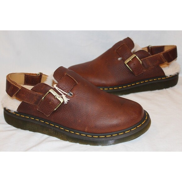 Dr Martens Men\'s Jorge Leather Shearling Slingback Mule Clog Cashew Brown 13 NIB main image 6